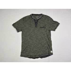 American Republic Mens Small Olive Green Heathered Henley Short Sleeve T-Shirt